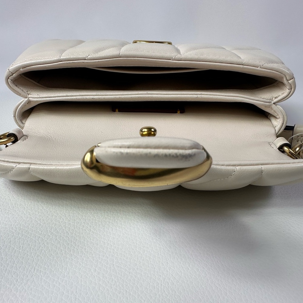 NEW COACH TABBY CROSSBODY WRISTLET LEATHER WOMENS BAG CHALK/WHITE - Picture 7 of 14